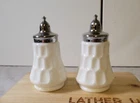 Vintage Fenton Thumbprint Milk Glass Salt And Pepper Shaker Set