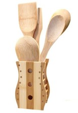 PORTA POSATE E MESTOLI DA CUCINA INB LEGNO PORTAPOSATE CON 5 ACCESSORI