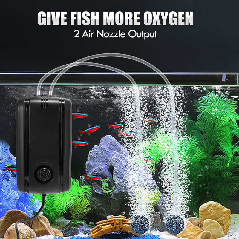 Fish Tank Air Bubble Oxygen Air Pump Stone Aerator Silent For Aquarium