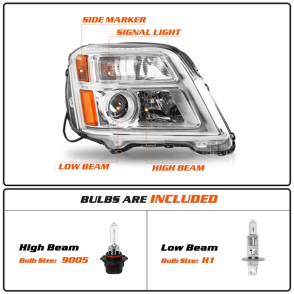 Faros halógenos para GMC Terrain 2010-2015 2 piezas [estilo de fábrica] con bombillas 10-15 Foto 2 de 4