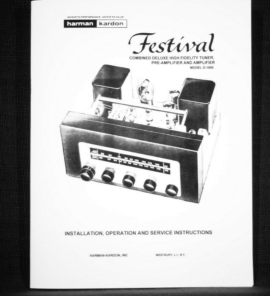 Harmon Kardon D-1000 Festival amplifier owner service manual schematic reprint