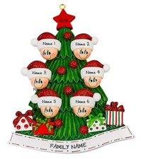 PERSONALIZED Christmas Tree Family - Family of 6 Christmas Ornament Keepsake