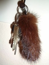 Mink Jewellery Decorative Pendant Keyring Bag Charm Chocolate Brown 12cm