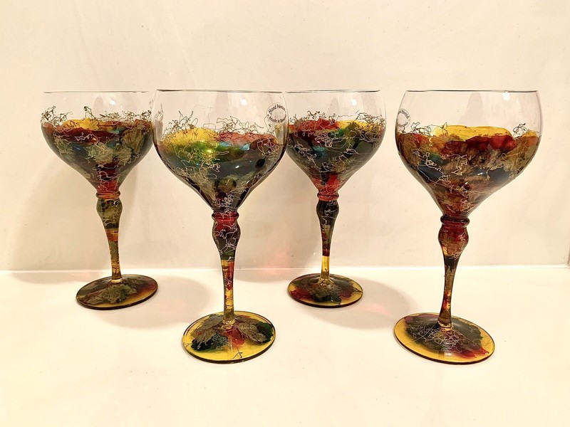Romanian Hand Painted Wine Glasses ( SET of 4)