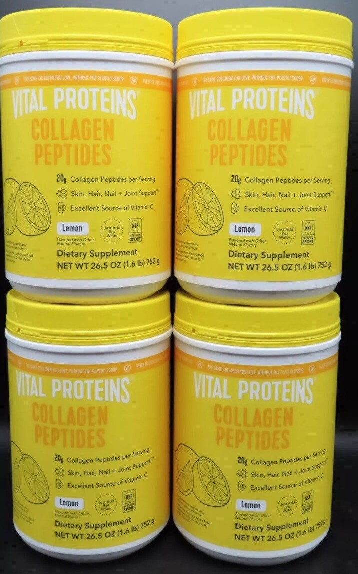 *4 PACK* Vital Proteins Collagen Peptides, Lemon Flavor, 26.5 Oz Each, EX: 4/25