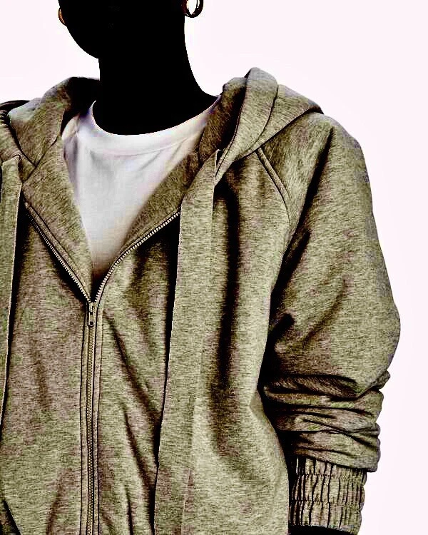 $365 Norma Kamali Chaqueta Bomber con Capucha Cremallera Gris Jaspeado Oscuro Bolsillos XXS O XS Foto 3 de 4