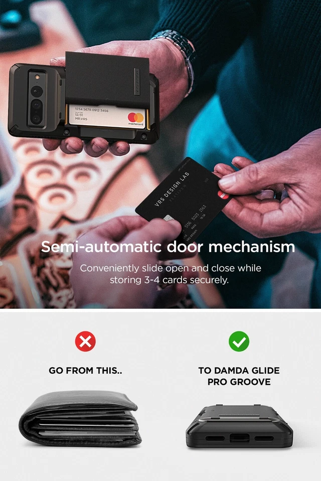 Funda de teléfono para Google Pixel 7 y 7 Pro VRS® resistente resistente compartimento billetera para tarjetas Foto 3 de 4