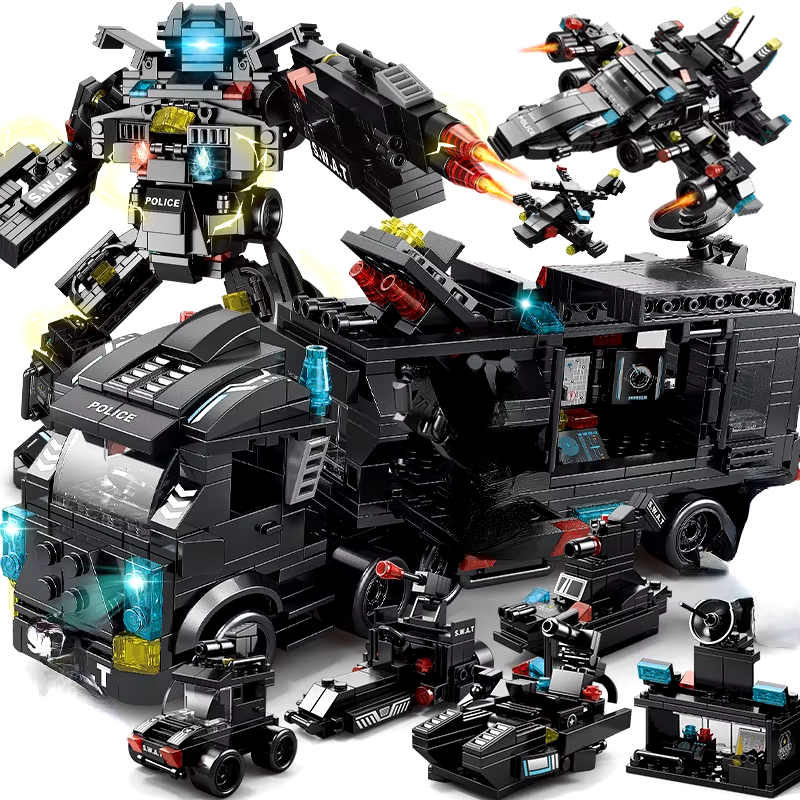 Lego-Compatible 585-Piece City Police Station SWAT Truck Building Set for  Kids