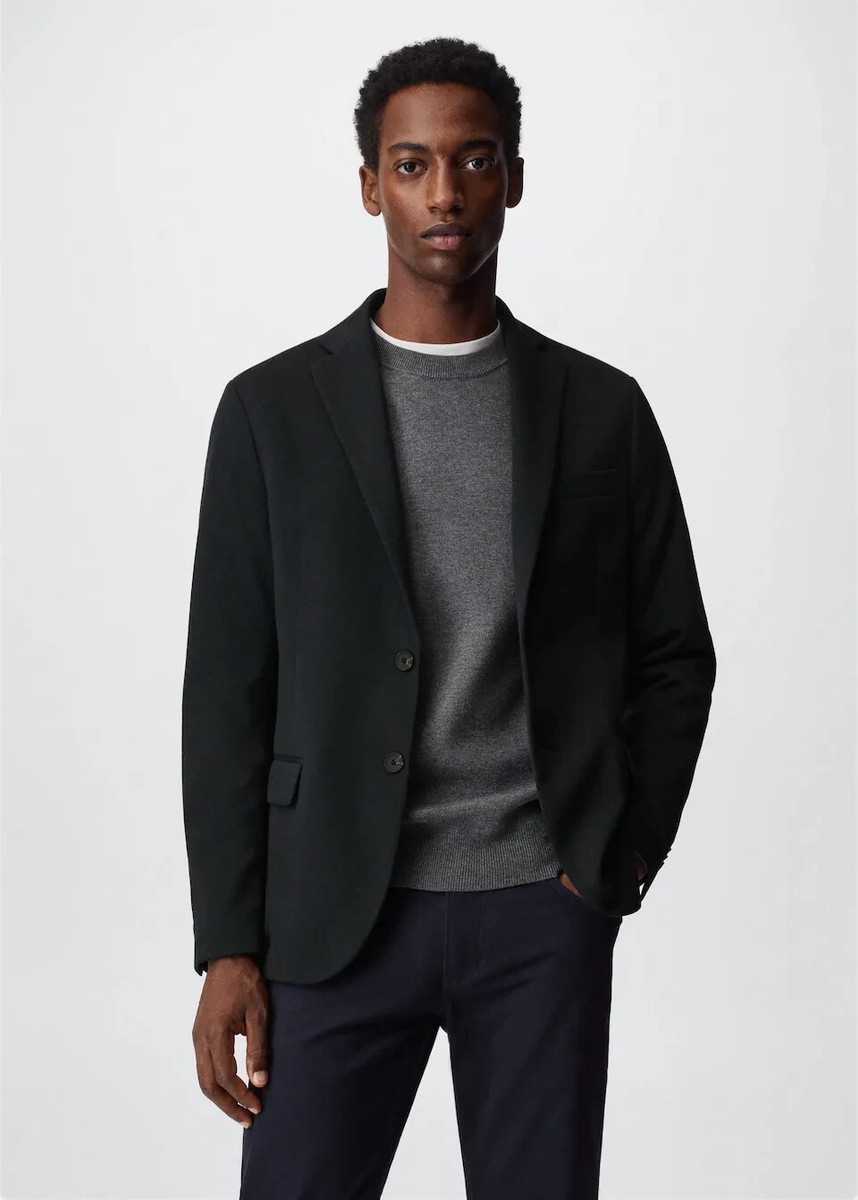 MANGO Men's Black Cotton Blazer Sport Coat Euro 36 yde0723