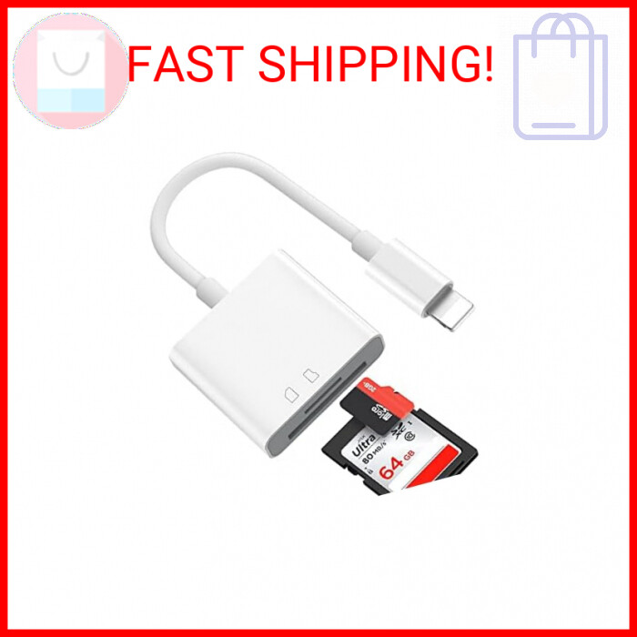 SD Card Reader for iPhone/iPad,Light-ing to SD/TF Card Camera Reader Adapter Con-image