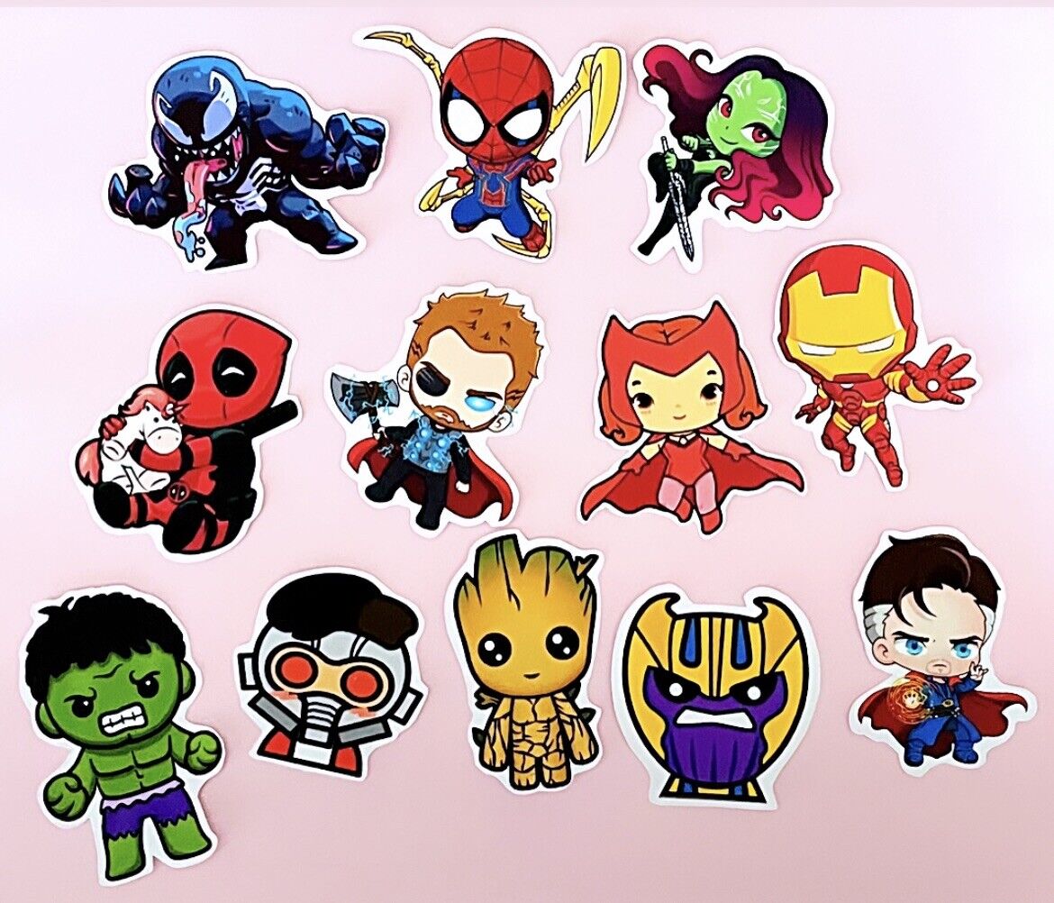 Marvel Avengers Chibi Cute Stickers Iron Man Hulk Thor Spiderman Doctor  Strange