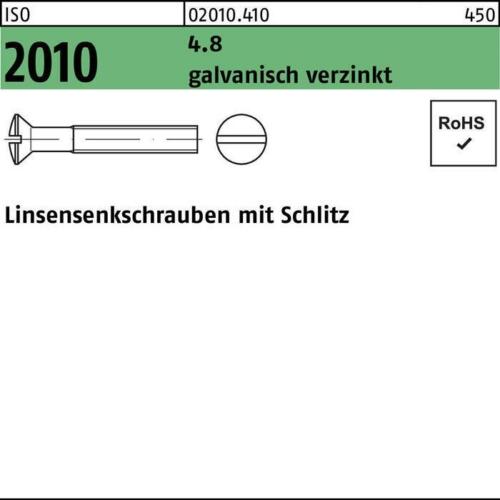 Linsensenkschraube ISO 2010 m.Schlitz M 3 x 10 4.8 galvanisch verzinkt - Bild 1 von 1
