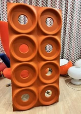 Modern Orange Wall Decoration Space Age Style Panel Round Shape Groovy Style