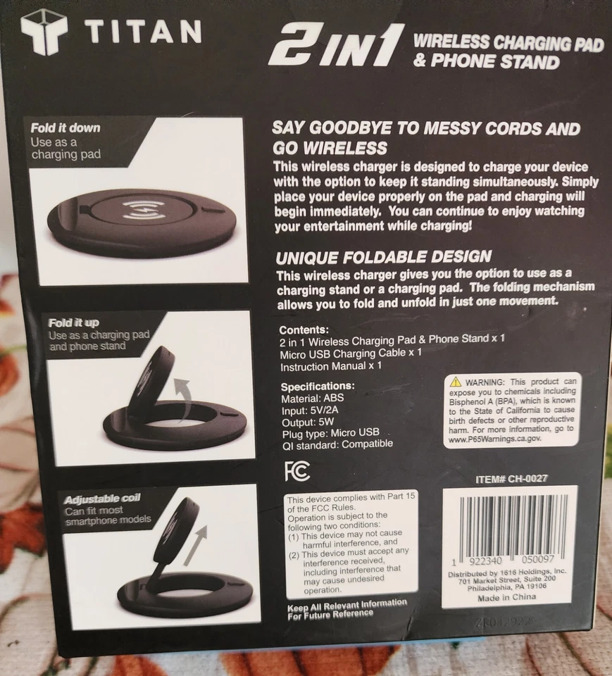 Titan Wireless Charging Pad And Phone Stand **Brand New**unopened - Image 2 of 2