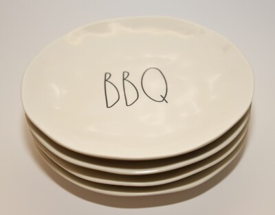 4 X Méditerranéen Mélamine Dîner Nourriture Plaques Pique Barbecue Server Indoor
