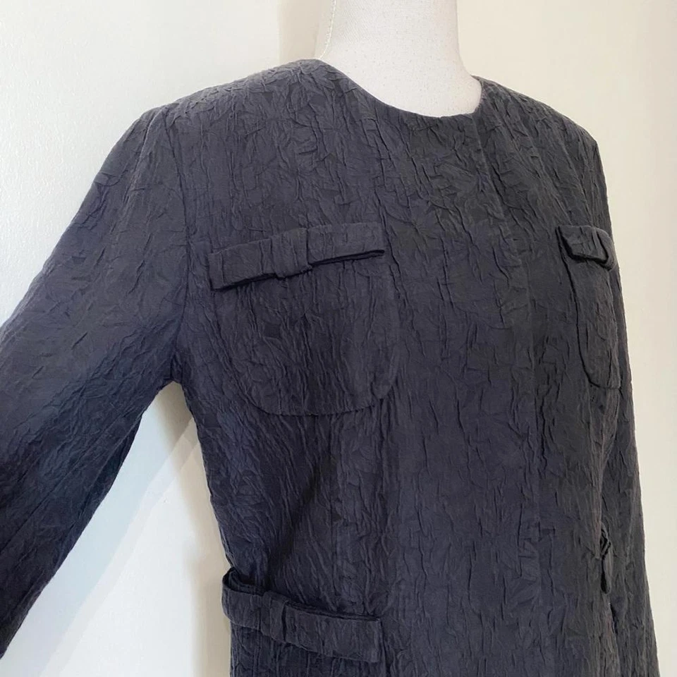 MARNI GIMAN SUMMER 2013 SILK BLEND CHARCOAL DARK GREY TEXTURED COLLARLESS BLAZER - Image 4 of 4