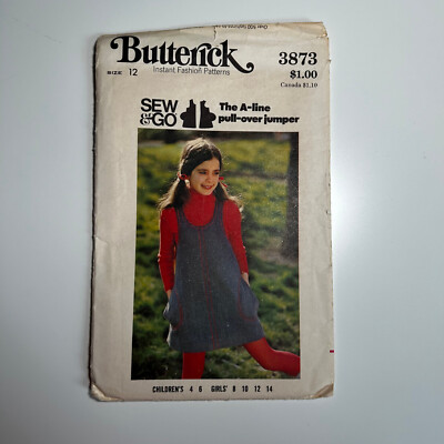 BUTTERICK See & Go 3873 Children's Girls' A Line Pull Over Jumper Size 12 UNCUT