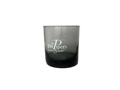 100 Pipers Scotch Seagram Whisky Glas Rauchglas Riffelboden H 8,8cm Vintage