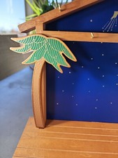 Mangiatoia in legno di palma, stravagante, ganci, sfondo stella oro