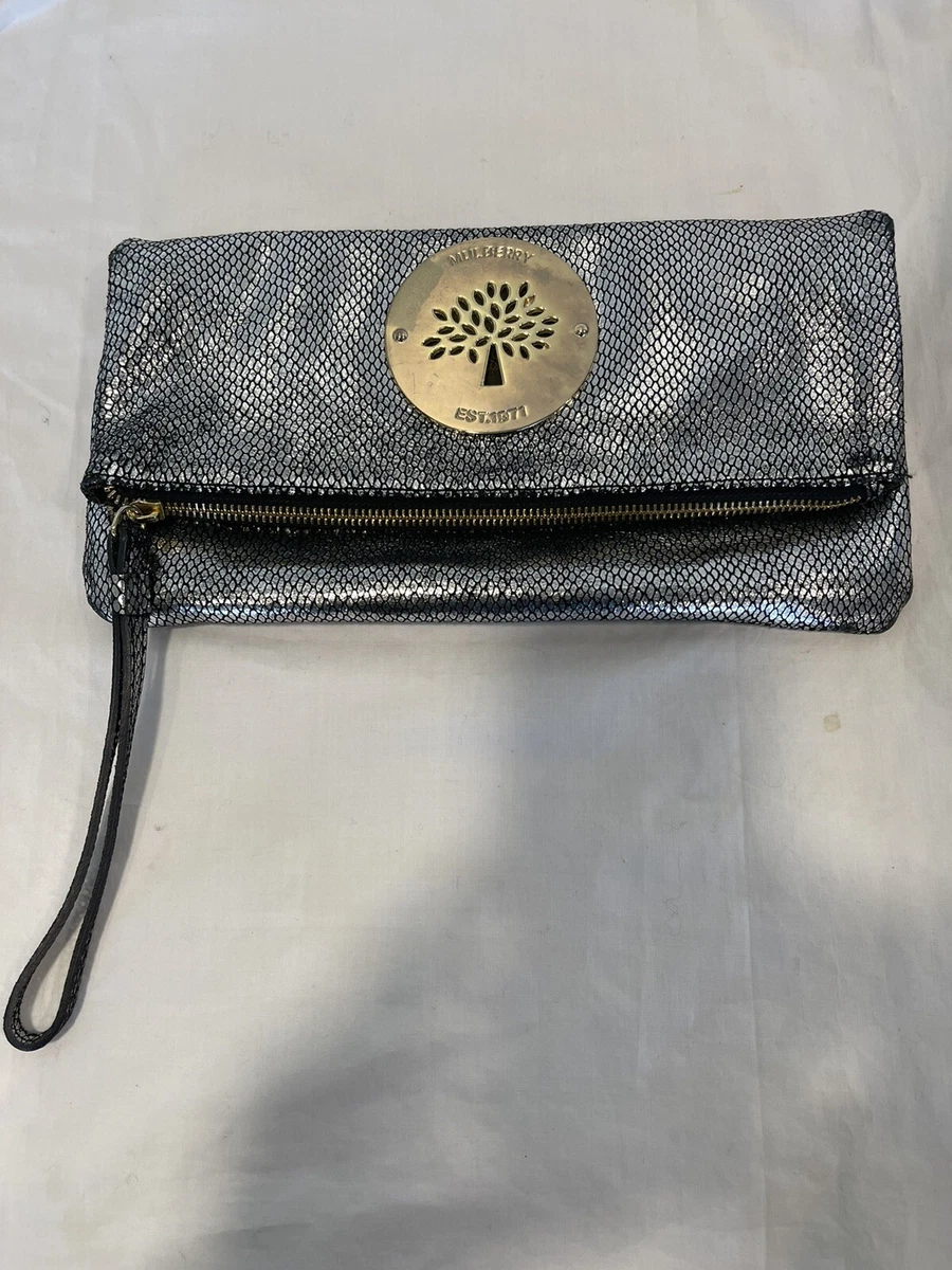 Mulberry Metallic Snakeskin Clutch Wristlet