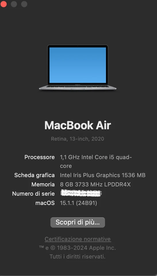 Apple MacBook Air 13" 2020 · i5 · 8GB · 500GB, foto 2 di 5