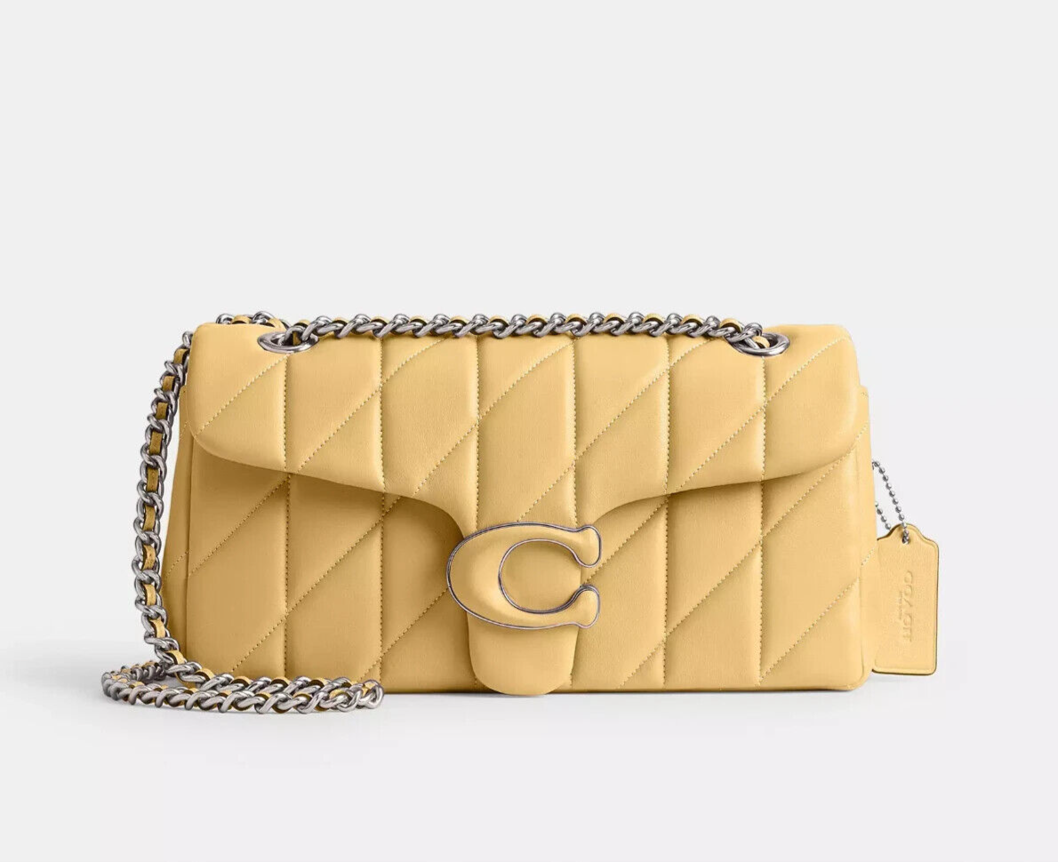 COACH Tabby 26 Quilted Shoulder Bag Leather Yellow CP147