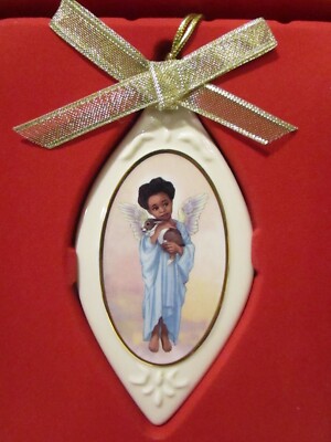 LENOX Thomas Blackshear EBONY VISIONS BUNNY HUG ANGEL Ornament -- NEW in BOX
