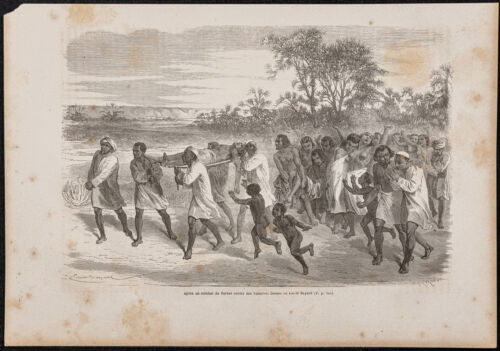 1865 - Sudan - Nach Einer Attack - Gravur Antik - Afrika