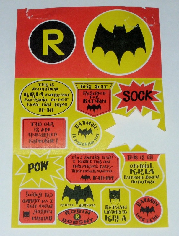 Rare Cool 1966 Adam West Batman TV Show Publicity Stickers From Radio Station.