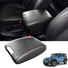 Black Center Console Armrest Pad Lid Cover For 2012-2017 Jeep Wrangler JK JKU