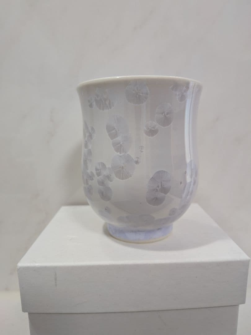 Kyoto Kiyomizu Ware Flower Crystal Tea Cup White Ceramic
