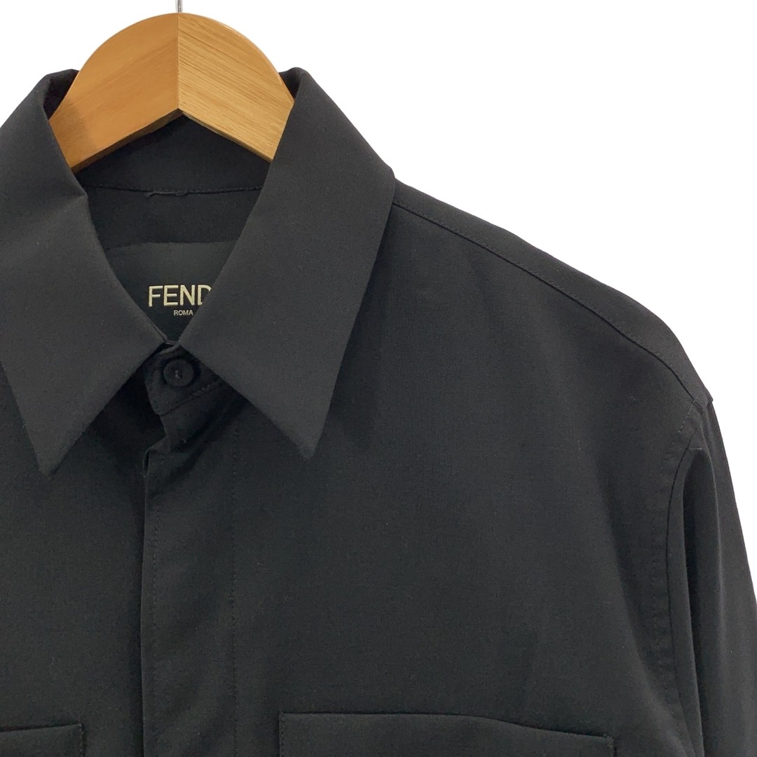 FENDI GIACCA JACKET Logo Patch Shirt 44 Black Mens Used KLDR-0 thumbnail 2
