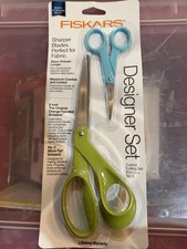 Fiskars 01-005770 2pc Designer Scissor Set 8" And No. 5 Green  Blue