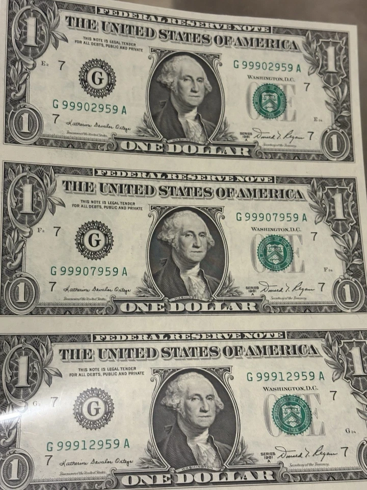 $1 1981A - CB SHEET ONLY PRODUCTION RUN 4 NOTE UNCUT SHEET - Image 2 of 4