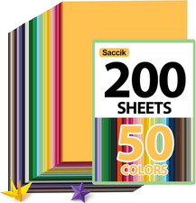 200-Sheets Colored Cardstock for Crafts: 50 Assorted Colors, 8.5" X 11", 180GSM/