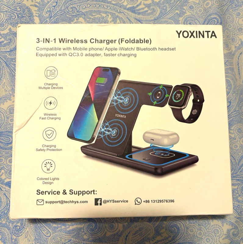YOXINTA 3-in-1 Foldable Qi Wireless Charging Stand Fast Charge iPhone/Watch
