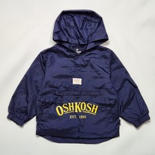 Vintage Y2K OshKosh Bgosh Packable Windbreaker Jacket Navy Hooded Pullover 4 5