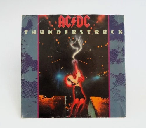 AC/DC Thunderstruck 7" Vinyl Single Record Fire Your Guns 45 RPM Atco B8907 1990