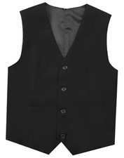 Boy's 4 Button Formal Suit Vest Dress Waistcoat with Pockets, Size 6 Black