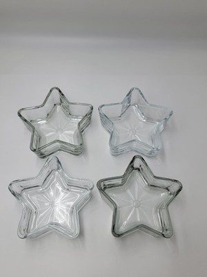 Lot Of 4 Star Glass Dish Libbey Candy Nut Serving Storage Dish 6  Heavy Bottom