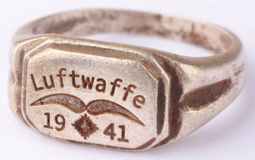 Luftwaffe 1941 Fuerza Aérea 835 Plata Segunda Guerra Mundial Anillo Alemán Segunda Guerra Mundial Alemania Ejército Wehrmacht - Imagen 2 de 16
