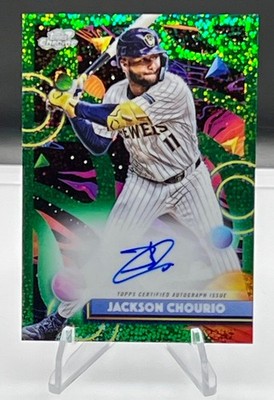 2025 Topps Cosmic Chrome JACKSON CHOURIO Green Space Dust Auto 51/75 BREWERS