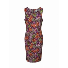 Kathie Lee Collection 90s Purple Floral Sleeveless Sheath Dress Womens Large
