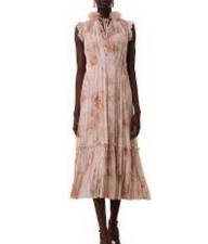 Zimmermann Illustration Flutter natural floral Midi Dress size AU 2/ US 8 NWOT