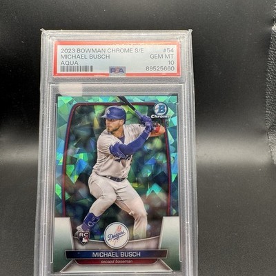 2023 Bowman Chrome Sapphire Edition #54 Michael Busch Aqua /99 RC PSA 10