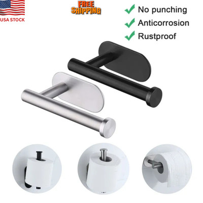 Wall Mounted Toilet Paper Holder No Drill Adhesive Bathroom Tissue Roll Rack