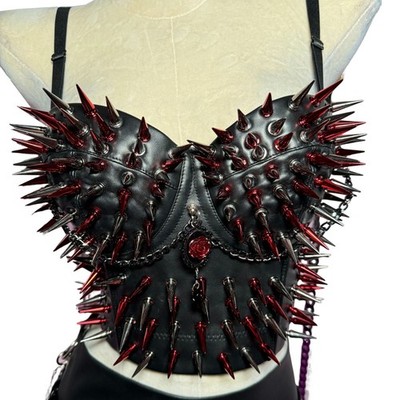 Goth Grunge Emo Eco Y2K Vegan Leather TOPS 90s DIY Punk Rock Red Studded