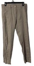 Veronica Beard Womens Ankle Zip Linen Blend Beige Pants Slacks Trousers Size 6