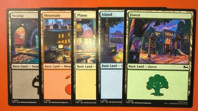 MTG, PLAY SET, 5 BASIC LANDS, 0315 - 0319 NM, TMT, REGULAR FINISH, UNPLAYED 