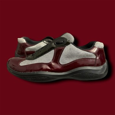 Prada Americas Cup Patent Leather Men's Sneakers US size 8 (PS0906 7) With Bag
